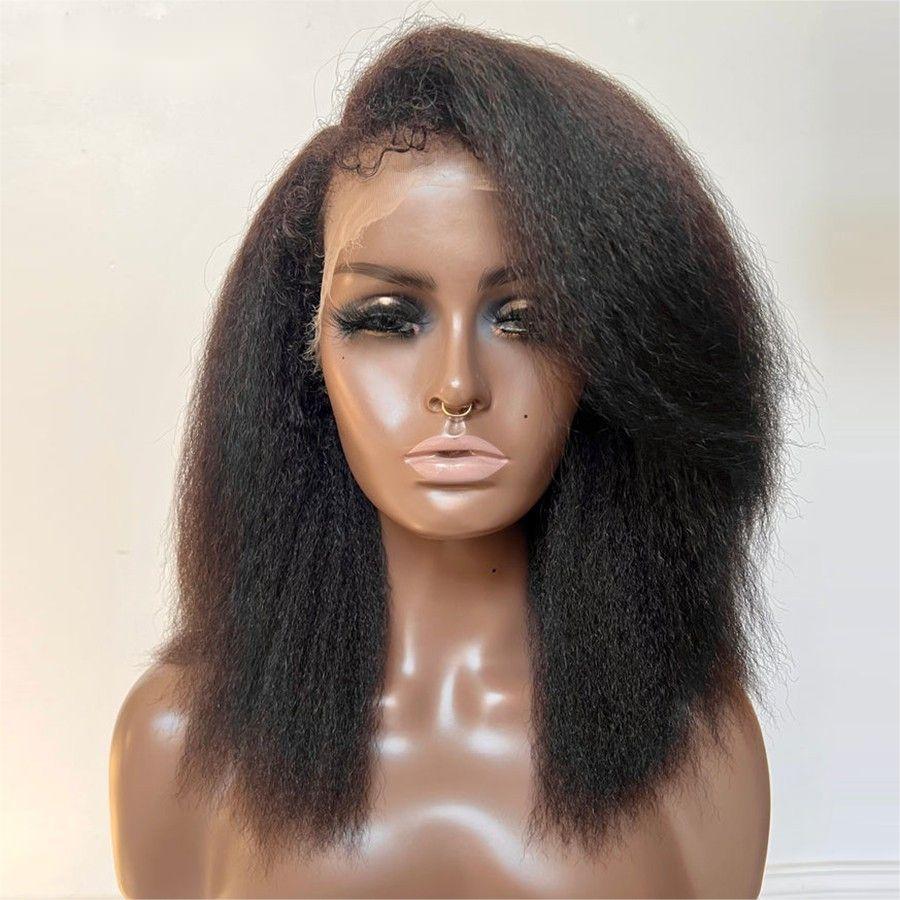 Kinky Straight Hair Wig with 4C Edges 13x6 HD Lace Front