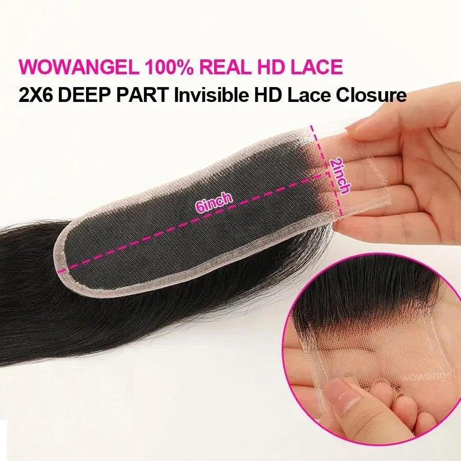 Lace Closure Only, 2x6 Skinlike Real HD Lace Closure Only, HD Lace Piece - wowangel