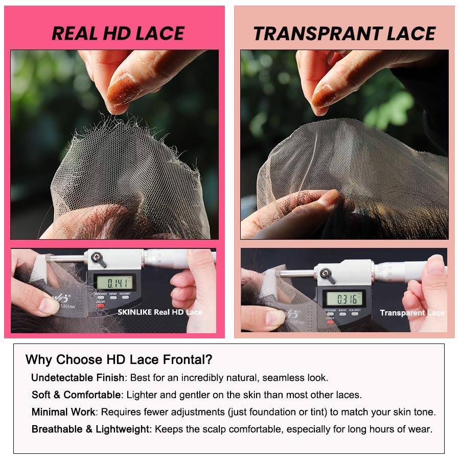 Lace Frontal Only, Skinlike Real HD Lace 13x6 13x4 7x7 6x6 5x5 Lace Closure Pieces - wowangel