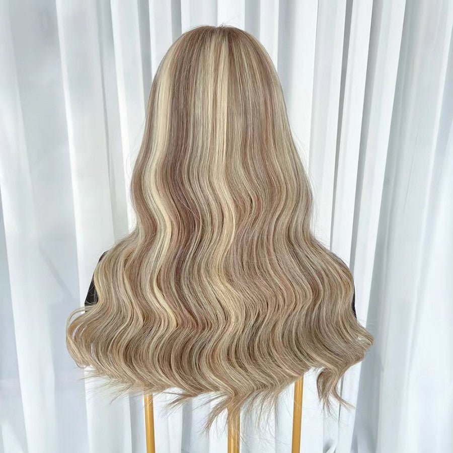 LOLA Blonde Highlight Luxury Raw Hair 9X5 Lace Front Wigs Straight - wowangel