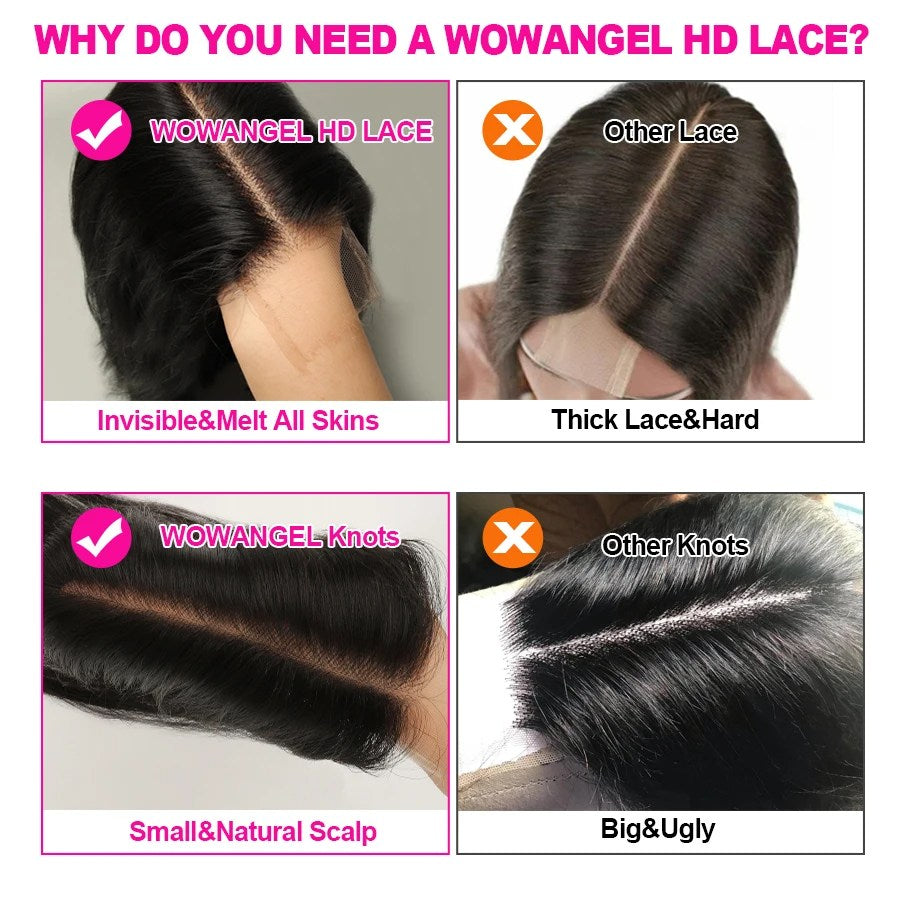 WOWANGEL 2x6 Skinlike Real HD Lace Closure Only, HD Lace Piece