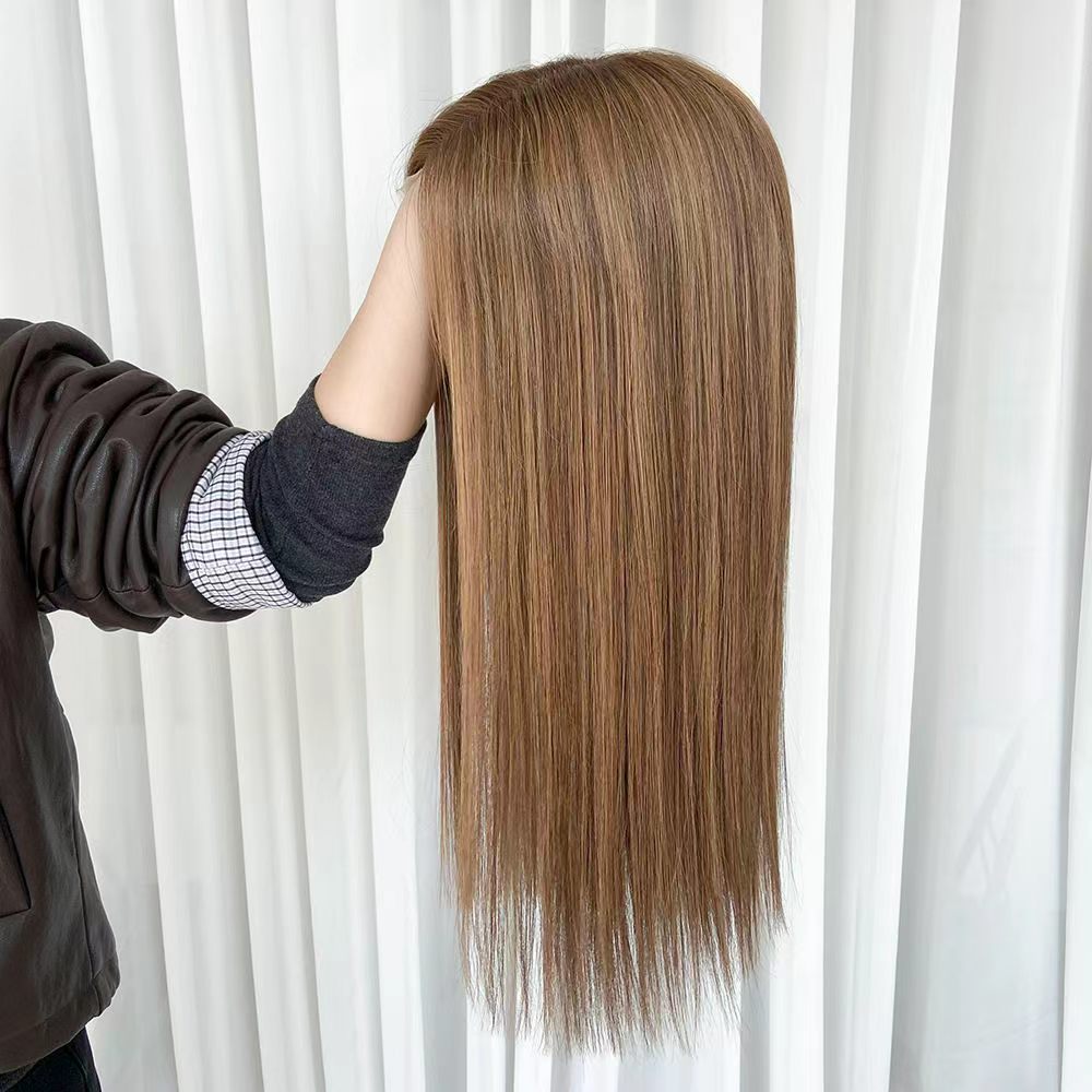MILA Chestnut Brown Highlight Luxury Raw Hair 9X5 Lace Front Wigs Straight - wowangel