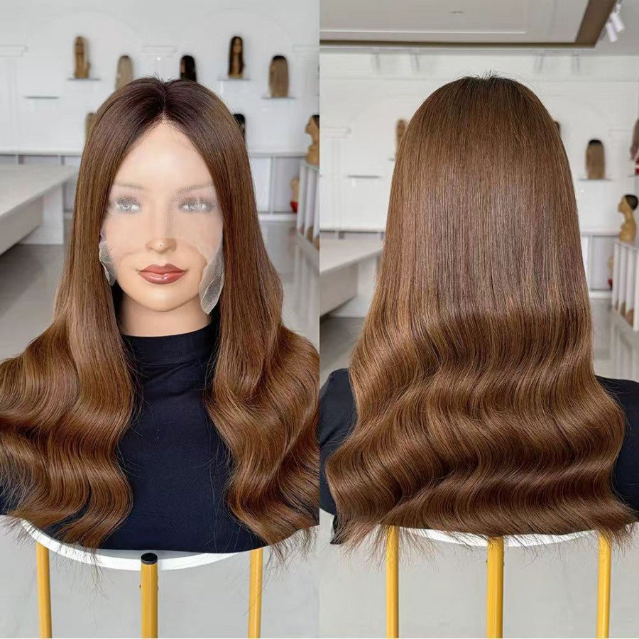 MOCHA Brown Luxury Raw Hair 9X5 Lace Front Wigs Straight - wowangel