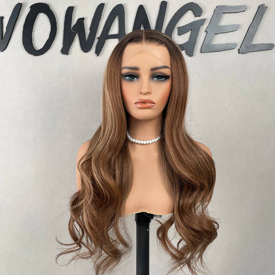 WOWANGEL Ombre Highlight 13X6 HD Lace Full Frontal Wig Human Virgin Hair