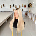 SASHA Blonde Balayage Luxury Raw Hair 9X5 Lace Front Wigs Straight - wowangel