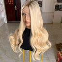 SERENA Ombre #60 Blonde Luxury Raw Hair 9X5 Lace Front Wigs Straight - wowangel