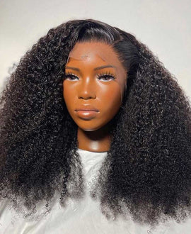 WOWANGEL 13X6 Skinlike Real HD Lace Front Wig Afro Curly Pre Plucked Hairline
