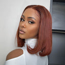 Summer Clearance | 13X6 HD Lace Front Bob Wig Auburn Color Short Hair - wowangel