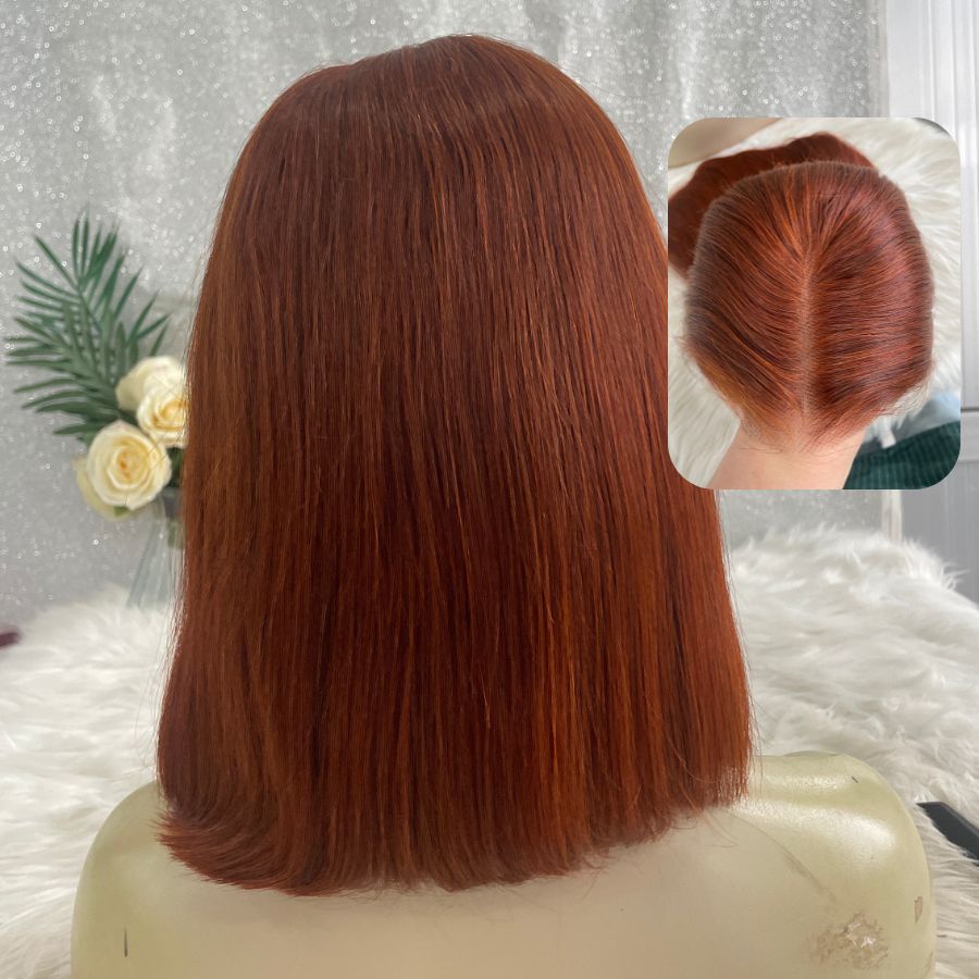 Summer Clearance | 13X6 HD Lace Front Bob Wig Auburn Color Short Hair - wowangel