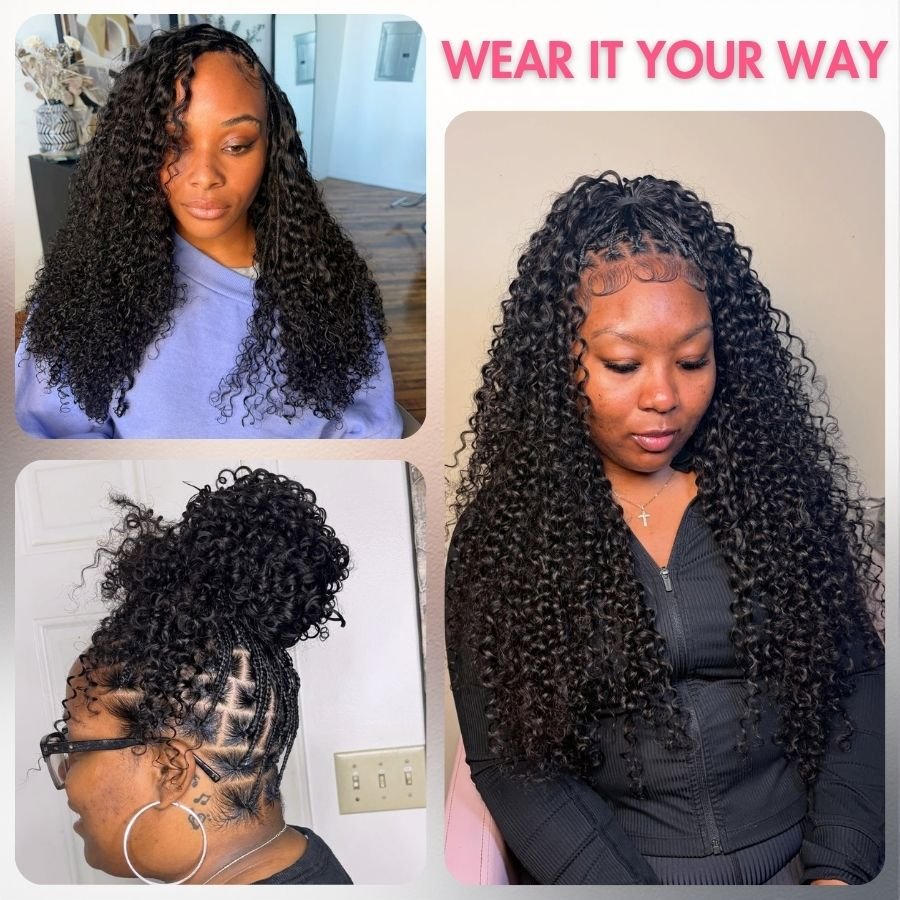 Summer Clearance | Deep Curly Pre-Separated Feather Crochet Human Hair Extensions for Miracle Knots Boho Braids - wowangel