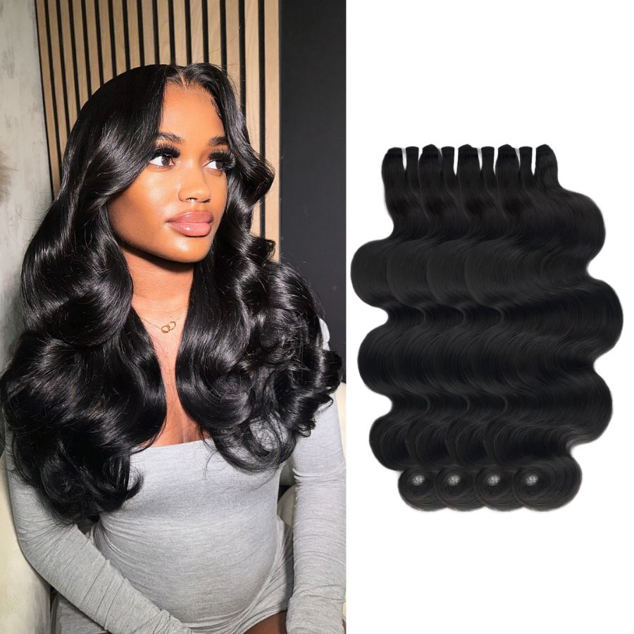 UK Shipping | Body Wave Bundles Deal 4pcs 100% Human Hair Weaves - wowangel