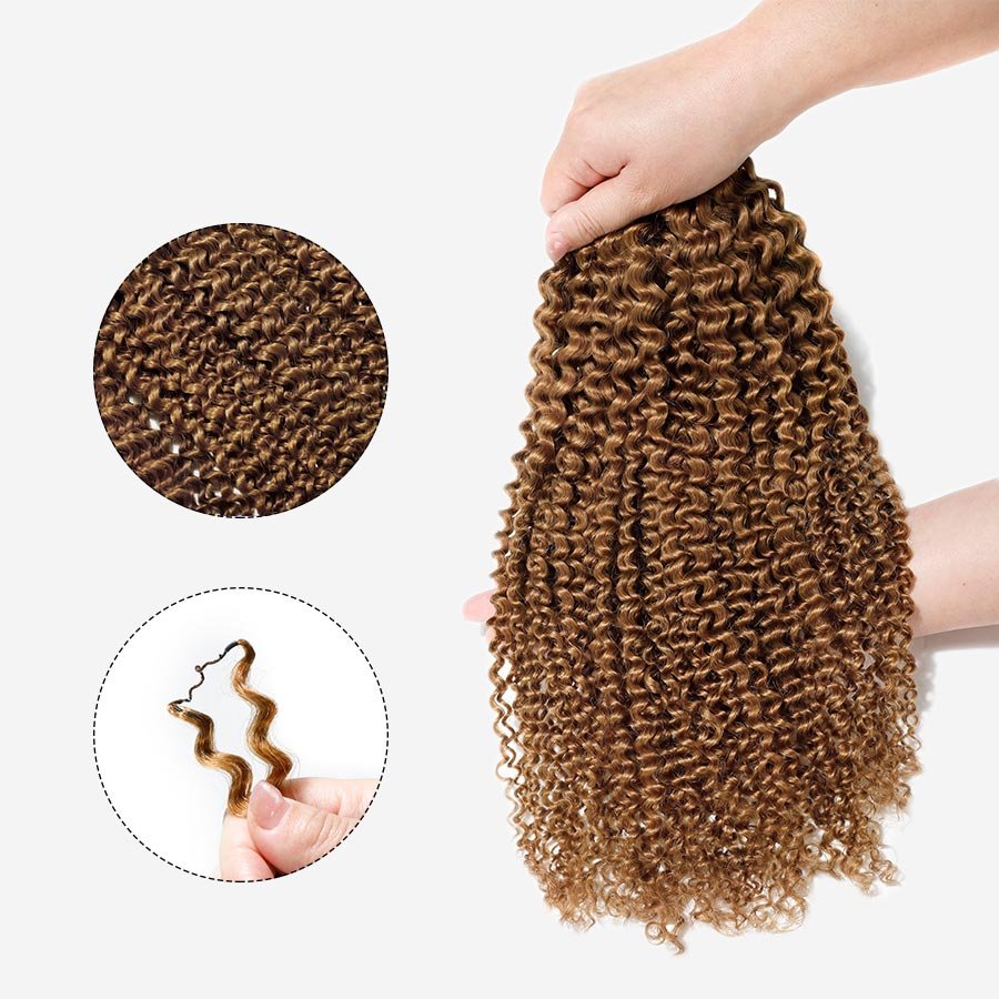 UK Shipping | Brown Color Pre-Separated Feather Crochet Human Hair Extensions for Miracle Knots Boho Braids Deep Curly - wowangel