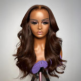 UK Shipping | Chestnut Brown 13X6 Skinlike Real HD Lace Front Wigs 250% Density - wowangel