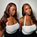 UK Shipping | Chestnut Brown 13X6 Skinlike Real HD Lace Front Wigs 250% Density - wowangel