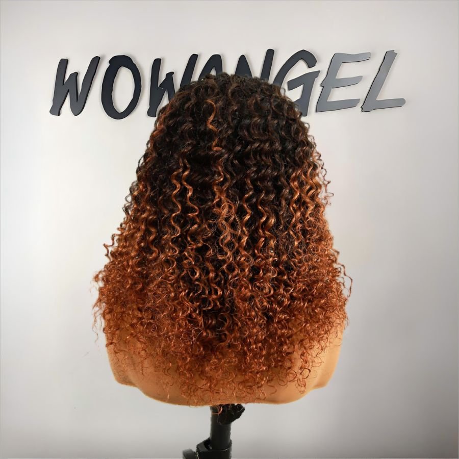 UK Shipping | Copper Ombre Colour Half Wig Deep Wave Seamless Flip Over Wigs Beginner Friendly - wowangel