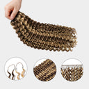 UK Shipping | Honey Blonde Highlight Pre-Separated Feather Crochet Human Hair Extensions for Miracle Knots Boho Braids Deep Wave - wowangel