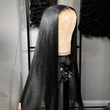 UK Shipping | Jet Black 13X6 HD Lace Full Frontal Wig Straight Clean Hairline - wowangel