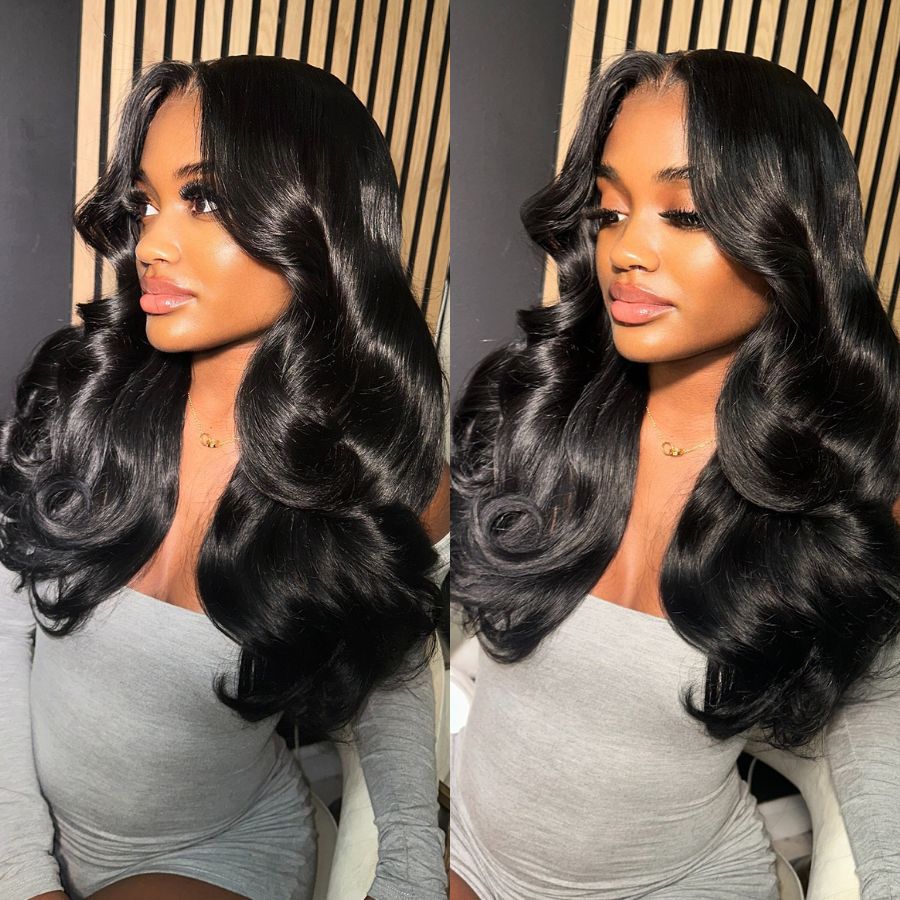 UK Shipping | Jet Black Colour 13X6 HD Lace Front Wigs 250% Density - wowangel