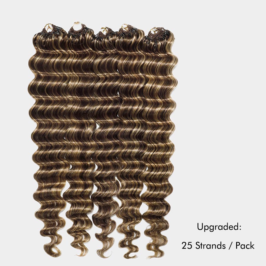 UK Shipping | Loose Deep Wave Blonde Highlight Pre-Separated Feather Crochet Human Hair Extensions for Miracle Knots Boho Braids - wowangel