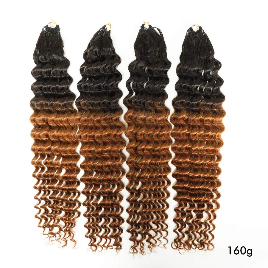 UK Shipping | Ombre Blonde Deep Wave Pre - Separated Feather Crochet Hair Extensions - wowangel