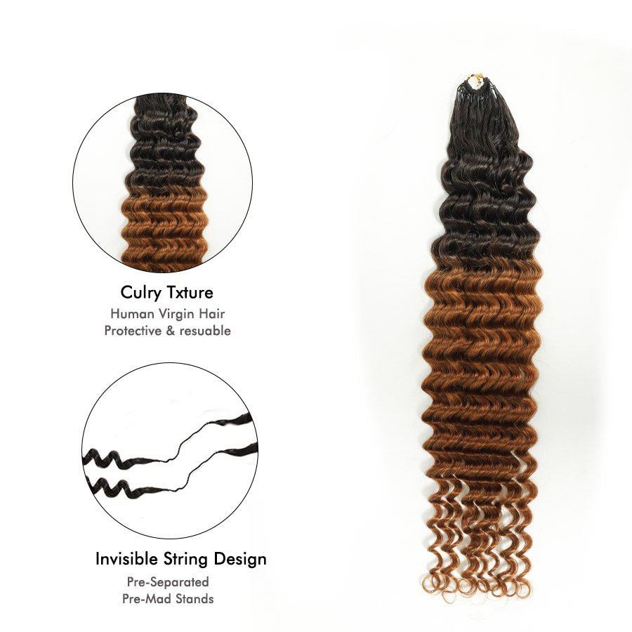 UK Shipping | Ombre Blonde Deep Wave Pre - Separated Feather Crochet Hair Extensions - wowangel