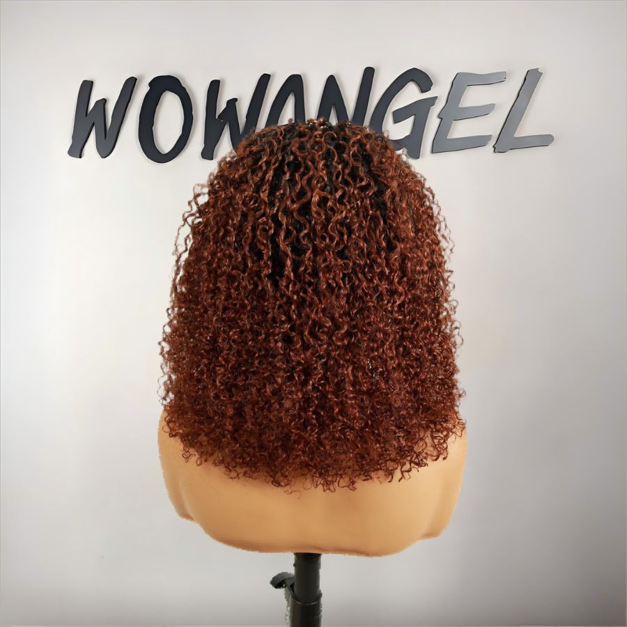 UK Shipping | Reddish Brown Ombre Colour Half Wig Curly Seamless Flip Over Wigs Beginner Friendly - wowangel