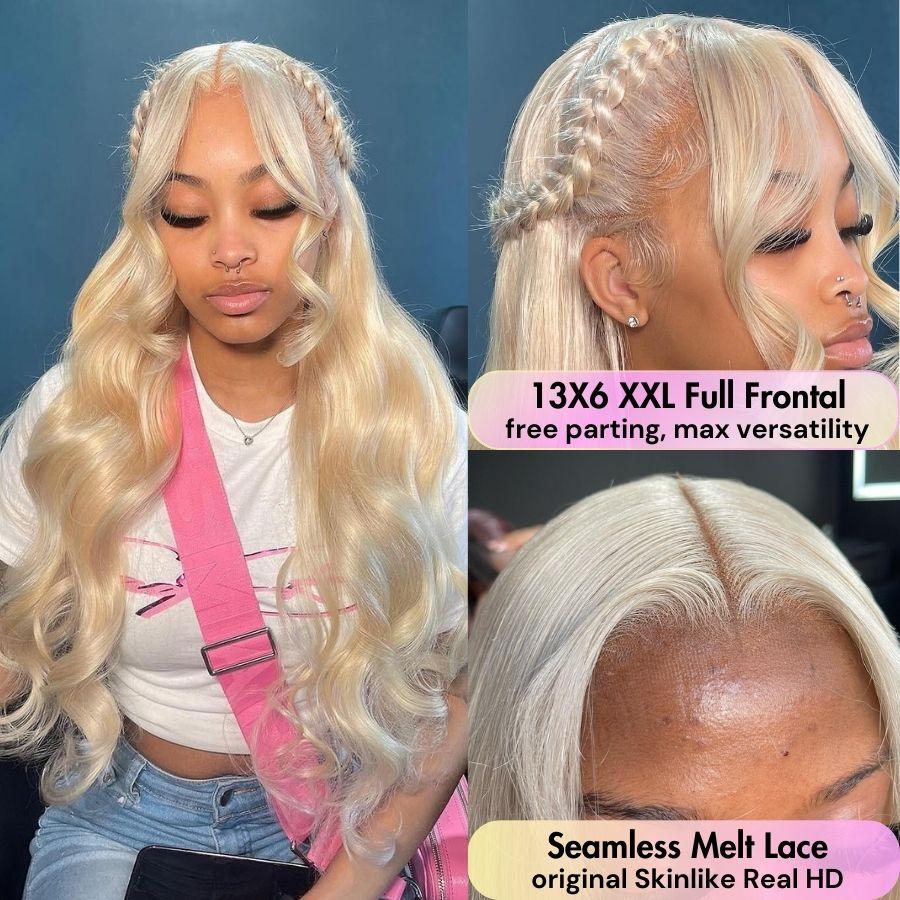 Upgrade 2.0 | 613 Blonde Skinlike Real HD Lace 13x6 Full Frontal Wigs Body Wave - wowangel