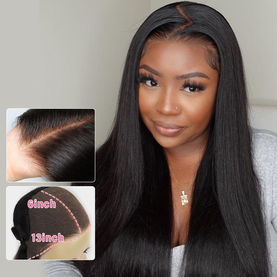 Close-up of 13X6 lace front wig with parting details