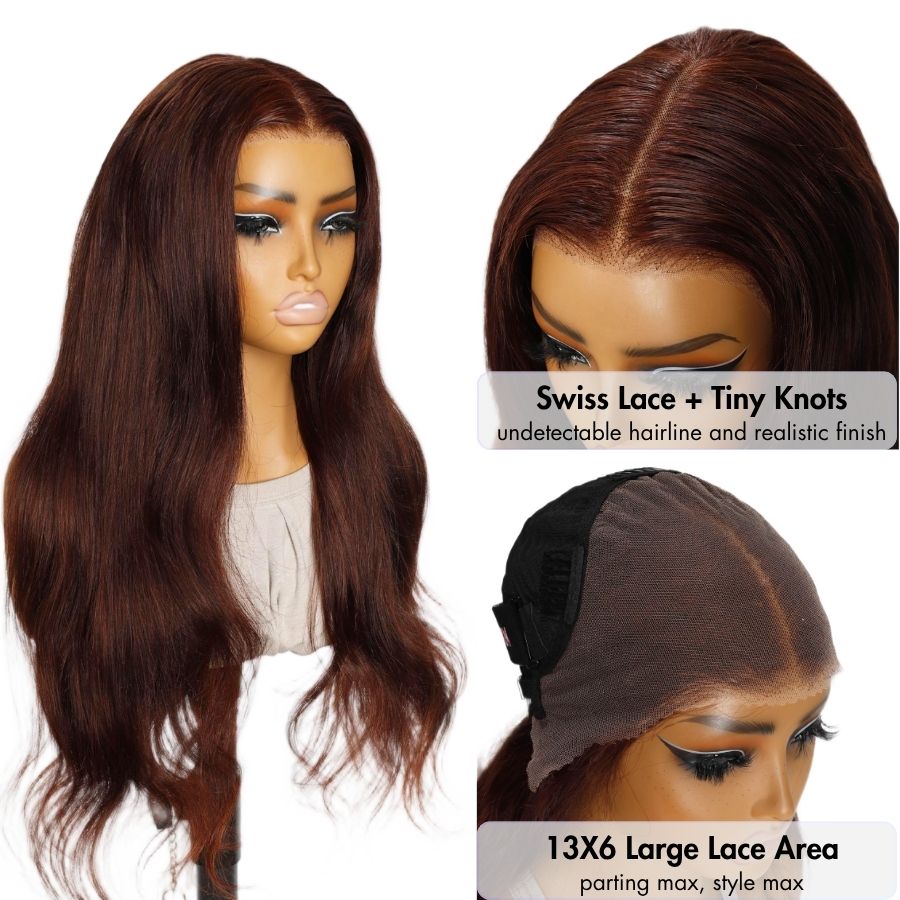 Upgrade Pre Everything Dark Reddish Brown 13X6 Lace Front Wigs Pre Max Wig - wowangel