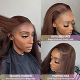 USA Shipping | 4 Dark Brown Color 13X6 HD Lace Front Wigs Body Wave 250% Density - wowangel