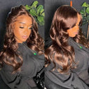 USA Shipping | 4 Dark Brown Color 13X6 HD Lace Front Wigs Body Wave 250% Density - wowangel