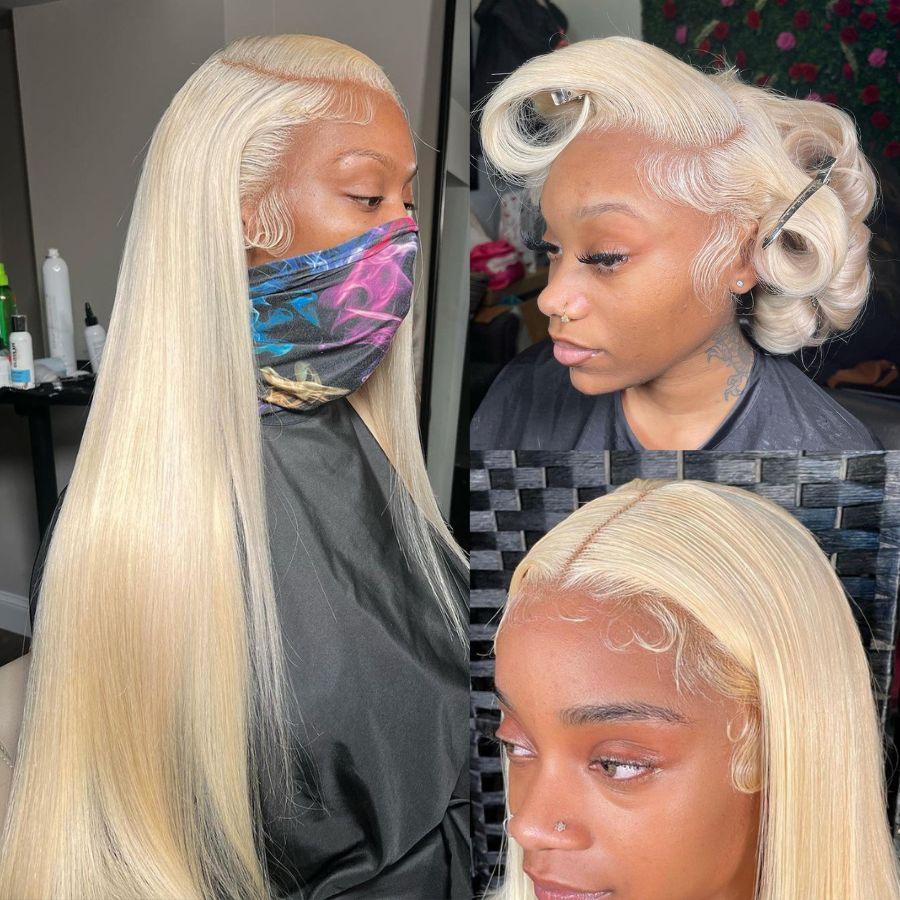 USA Shipping | 613 Blonde Wig Skinlike Real HD Lace 13x6 Full Frontal Wigs 250% Density - wowangel