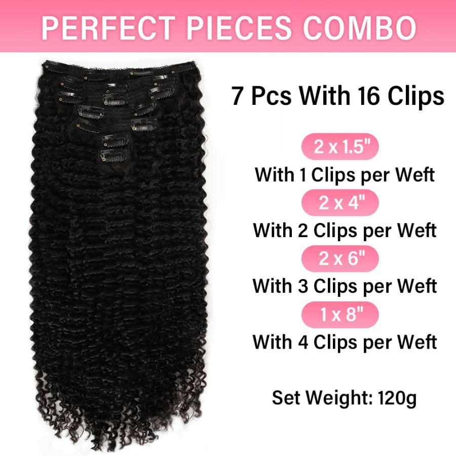 USA Shipping | Kinky Curly Classic Lace Weft Clip Ins Hair Extensions - wowangel