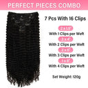 USA Shipping | Kinky Curly Classic Lace Weft Clip Ins Hair Extensions - wowangel