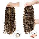 USA Shipping| Miracle Knots Crochet Hair Honey Blonde Highlight Pre-Separated Feather Crochet Human Hair Extensions Deep Wave - wowangel