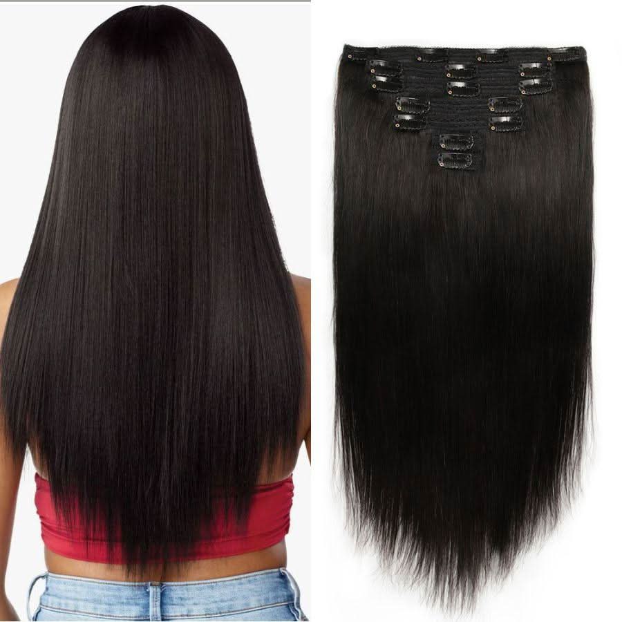 USA Shipping | Straight Classic Lace Weft Clip Ins Hair Extensions - wowangel