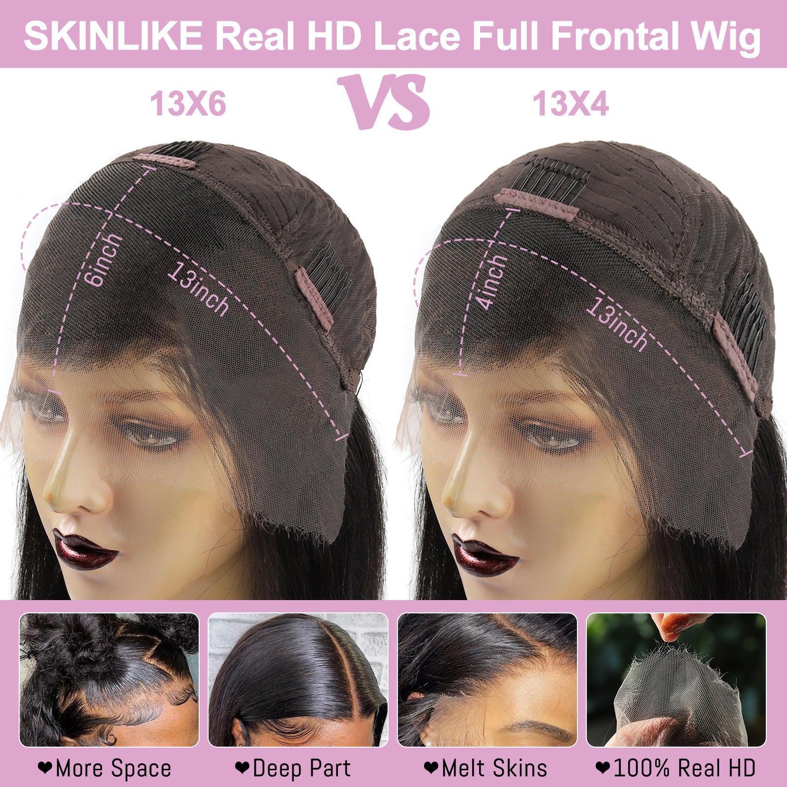 SKINLIKE Real HD Lace Full Frontal Wig 13x6 vs 13x4