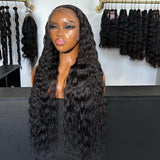 WOWANGEL 13X6 HD Lace Full Frontal Wig Nature Wave Pre Plucked Seamless Hairline - wowangel