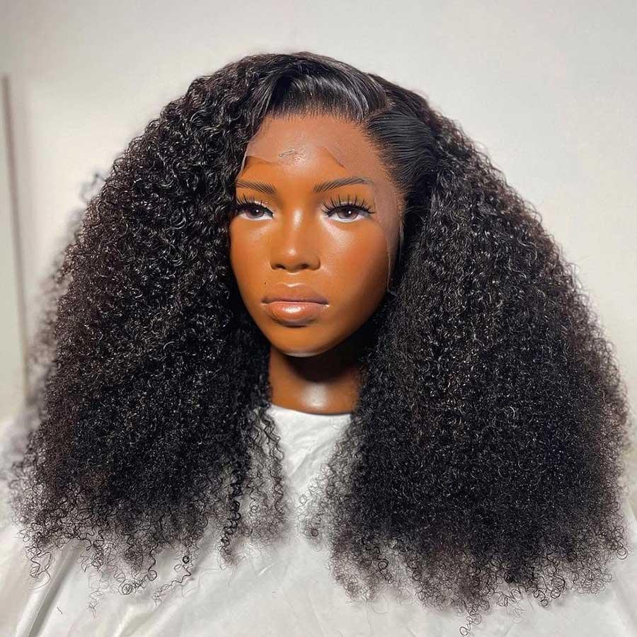 WOWANGEL 13X6 Skinlike Real HD Lace Front Wig Afro Curly Pre Plucked Hairline - wowangel