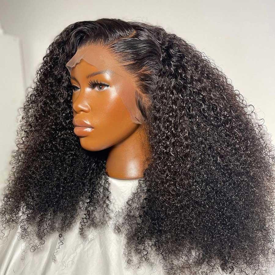 WOWANGEL 13X6 Skinlike Real HD Lace Front Wig Afro Curly Pre Plucked Hairline - wowangel