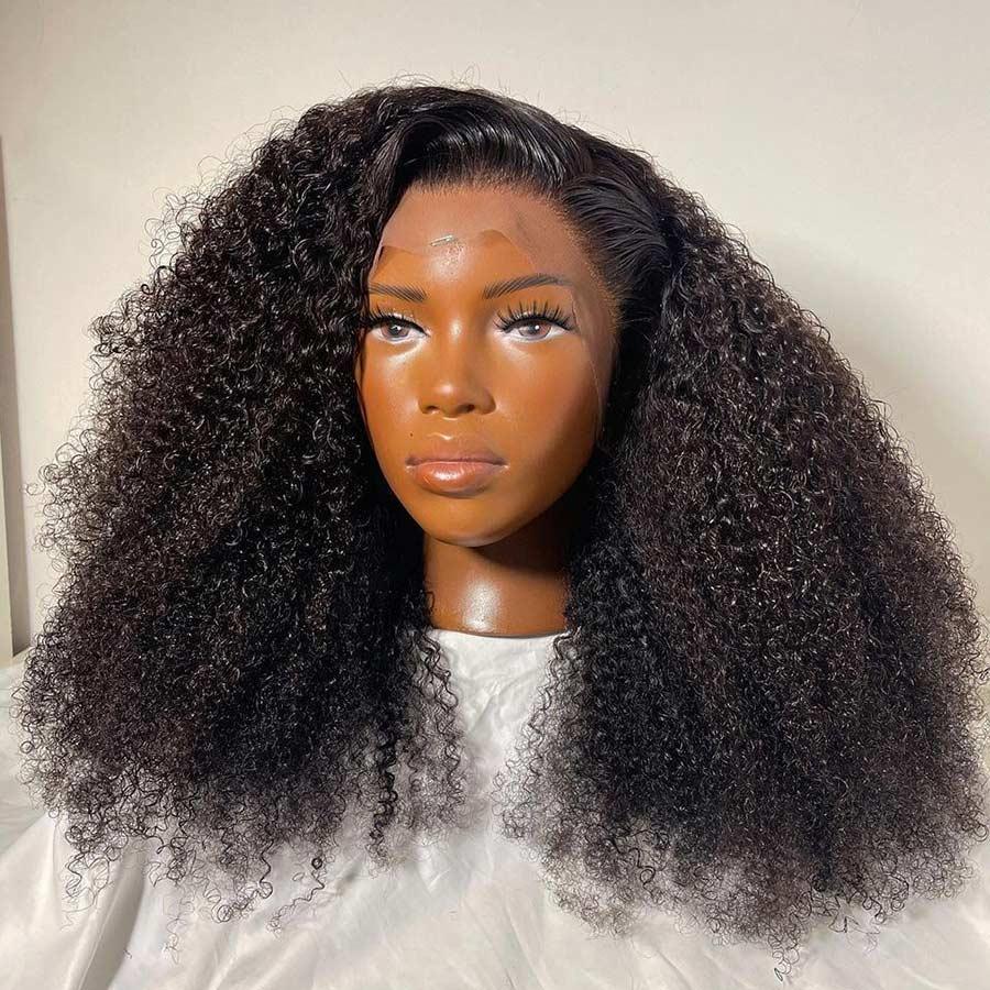 WOWANGEL 13X6 Skinlike Real HD Lace Front Wig Afro Curly Pre Plucked Hairline - wowangel