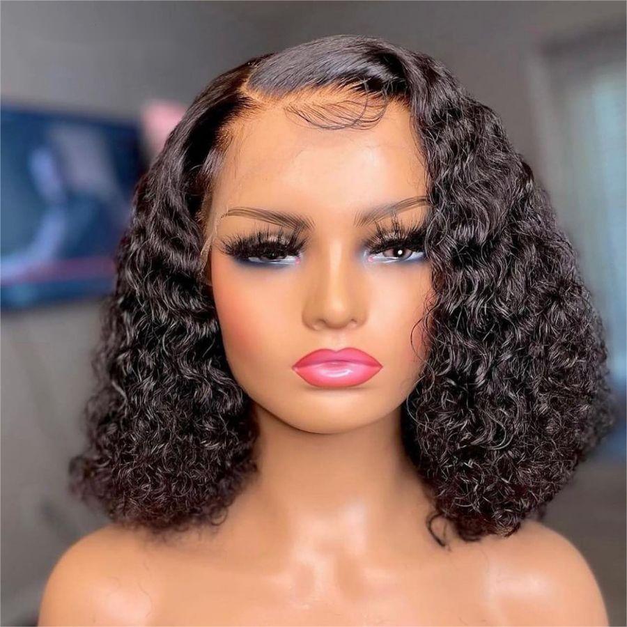 WOWANGEL curly bob wig with HD lace front, natural look