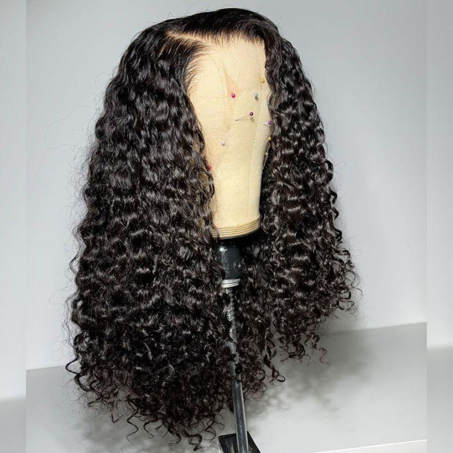 WOWANGEL deep curly HD lace front wig on mannequin