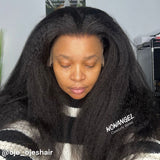 WOWANGEL 13X6 Skinlike Real HD Lace Front Wig Kinky Straight Glueless Wig - wowangel