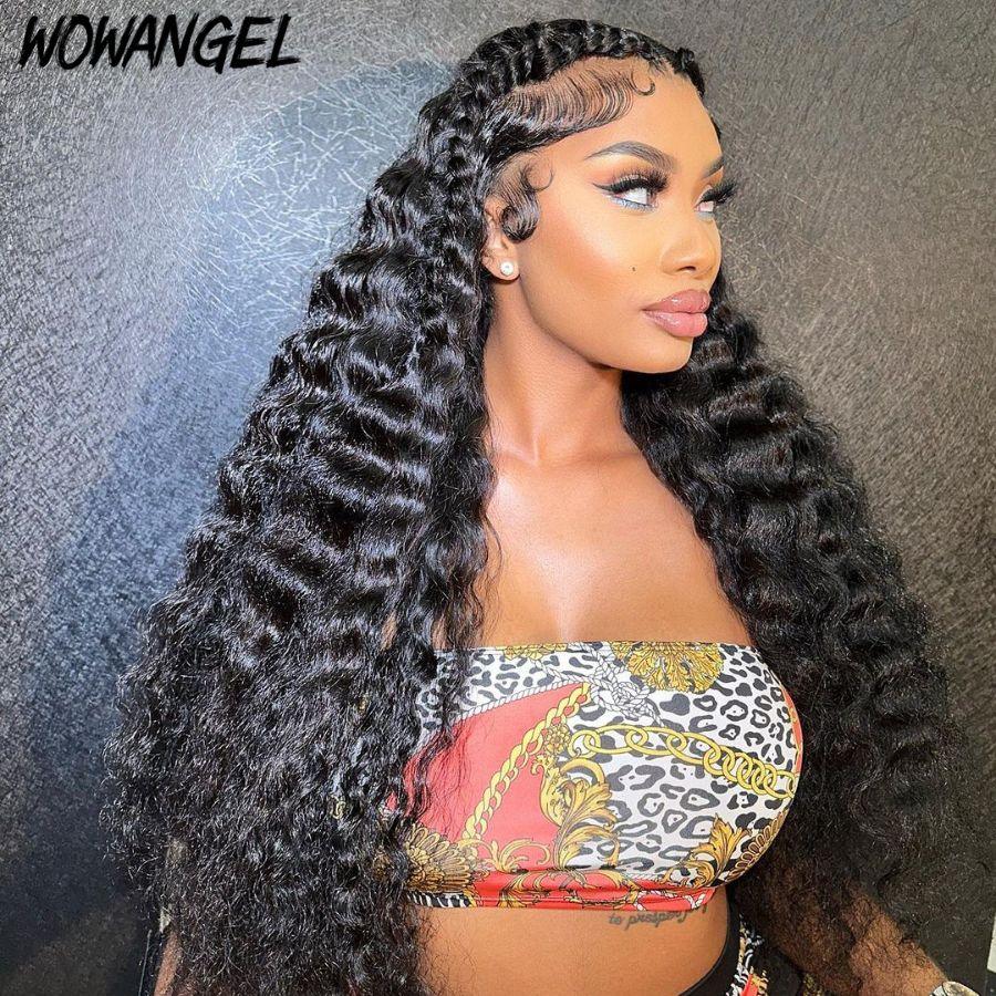 Side view of WOWANGEL loose deep wave HD lace wig