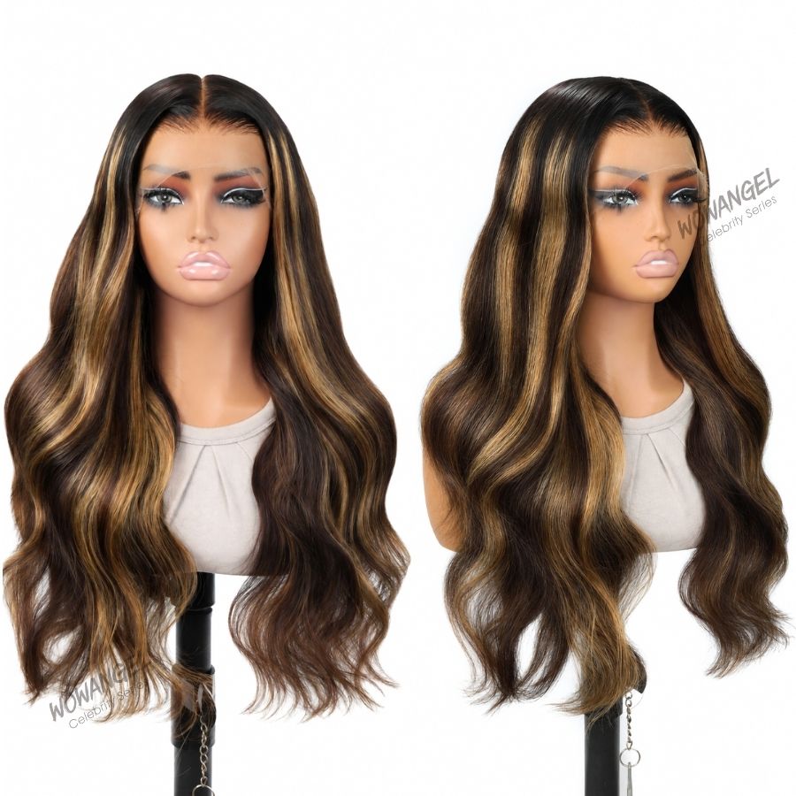 WOWANGEL 13X6 Skinlike Real HD Lace Front Wig Ombre Highlight Blonde Wig - wowangel