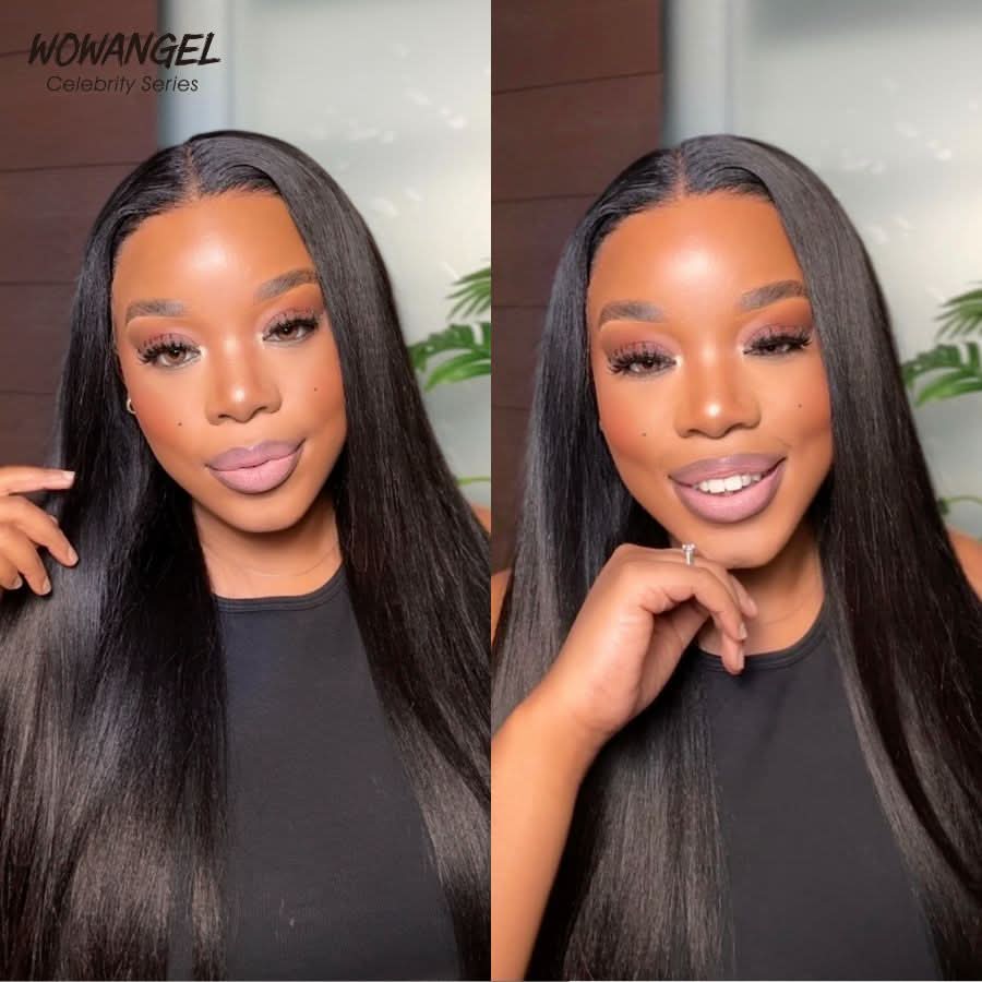 WOWANGEL 13X6 Yaki Straight Skinlike Real HD Lace Front Glueless Wig - wowangel