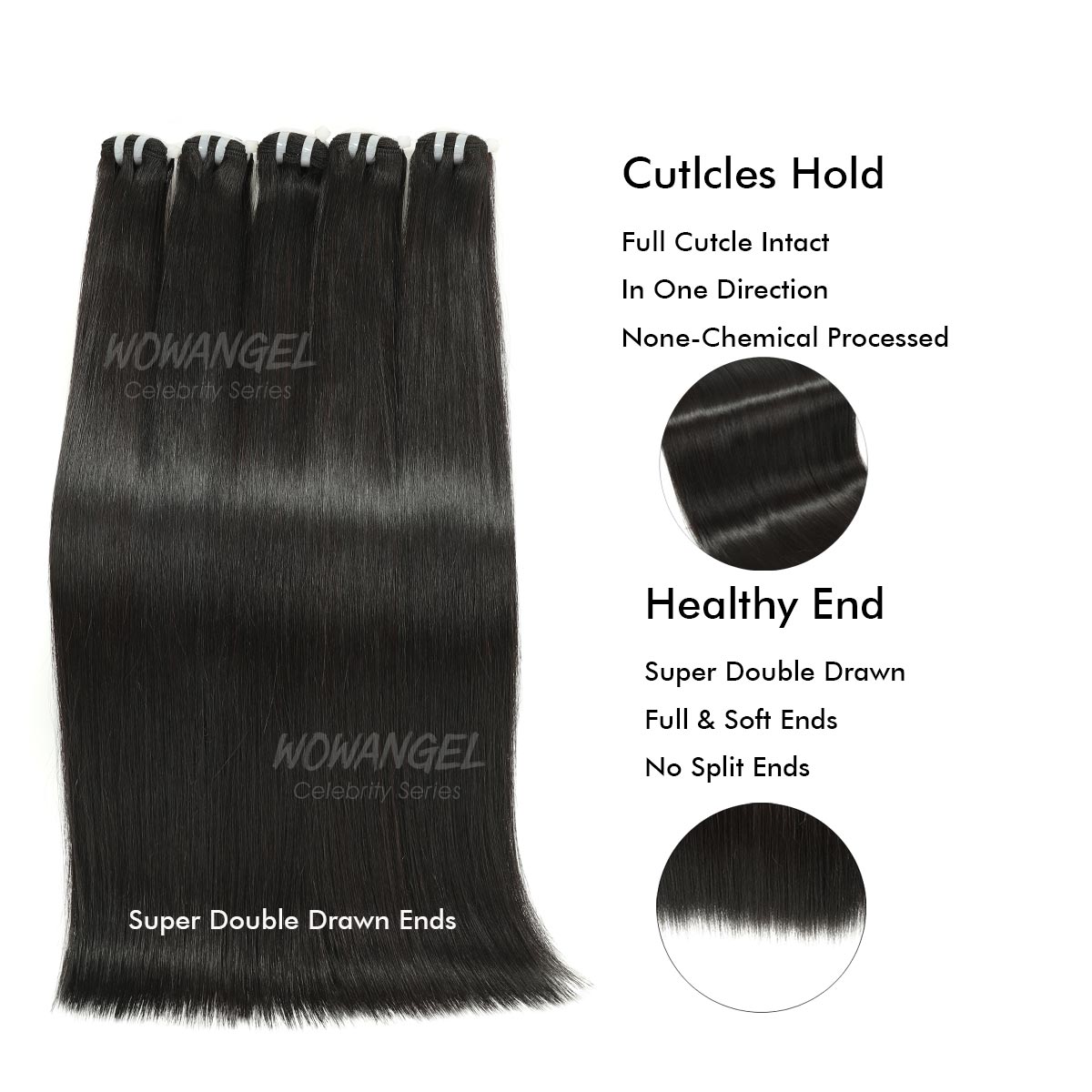 WOWANGEL 16A Full Cuticle Super Double Drawn Bone Straight Bundles Deal 100% Human Hair Weaves - wowangel