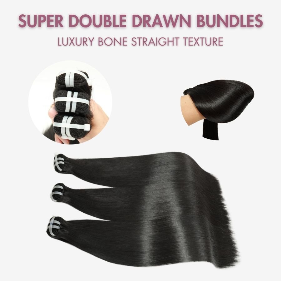 WOWANGEL 16A Full Cuticle Super Double Drawn Bone Straight Bundles Deal 100% Human Hair Weaves - wowangel