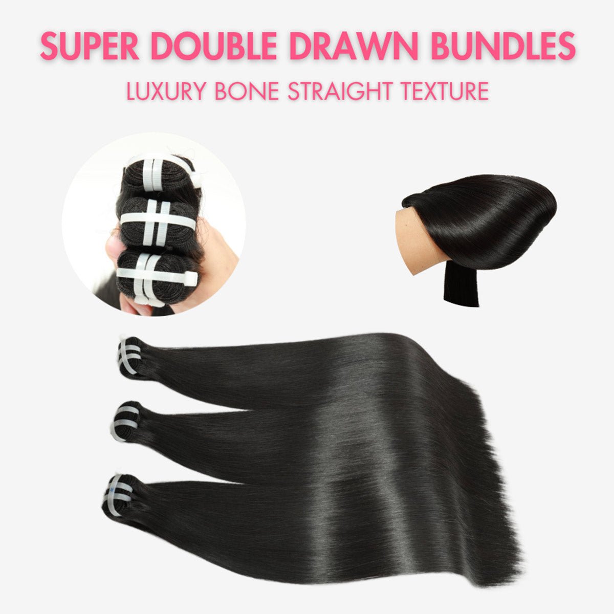 WOWANGEL 16A Super Double Drawn Vietnamese Bone Straight 100% Human Hair Weaves - wowangel